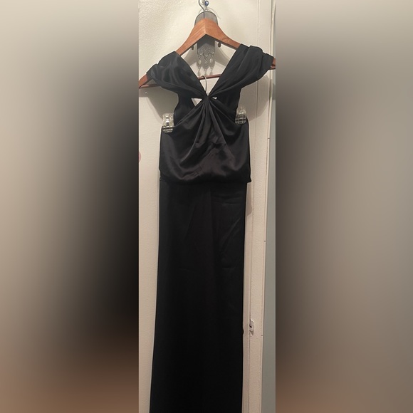 Black Petite Satin Twist Front Maxi Dress Size 10 - Picture 2 of 10